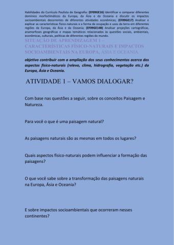 Características físico-naturais e impactos socioambientais na europa, ásia e oceania