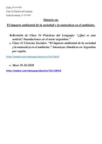 Sintaxis en -El impacto ambiental de la sociedad y la naturaleza en el ambiente.-