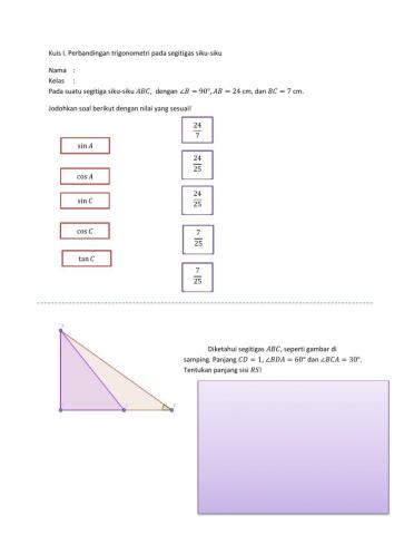 Kuis 1 Perbandingan trigonometri