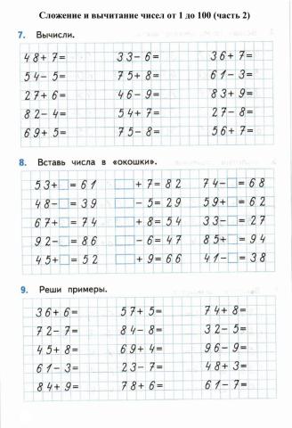 Тренажер, 3 класс. Сложение и вычитание чисел от 1 до 100