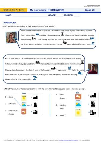 Week29: My new normal (HOMEWORK) - Nivel Pre A1