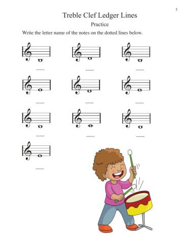 Practice Treble Clef Ledger Lines 3