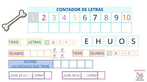 Contador de letras: HUESO