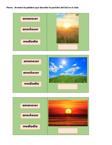 ¿Qué posición tiene el Sol en el cielo?