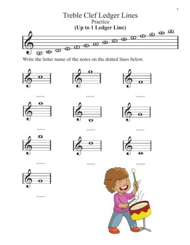 Practice Treble Clef Ledger Lines 7