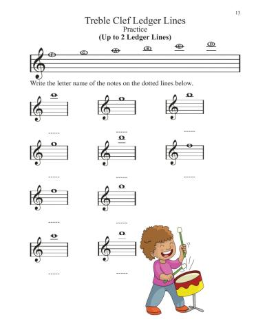 Practice Treble Clef Ledger Lines 13