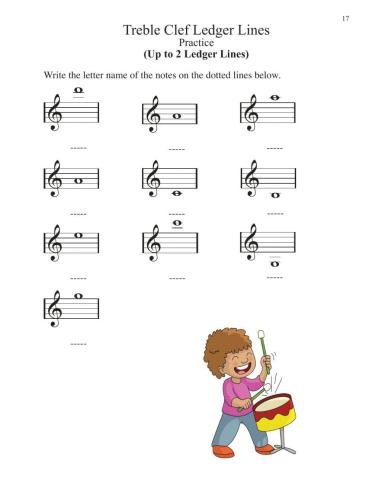 Practice Treble Clef Ledger Lines 17