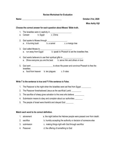 Bible 5th Review HW 10-21