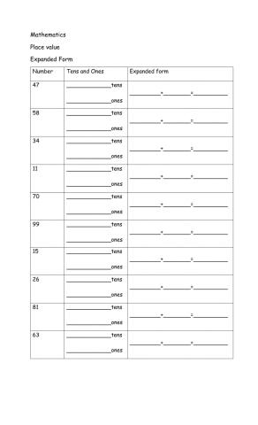 Place Value tens and ones