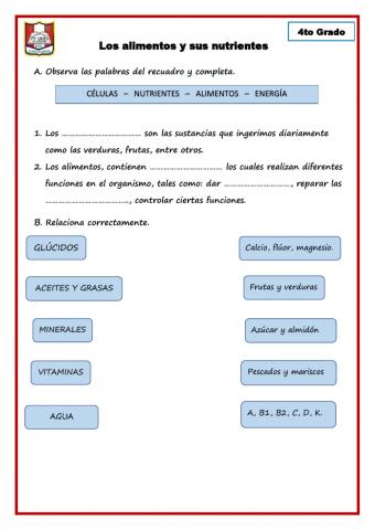 Los alimentos y sus nutrientes