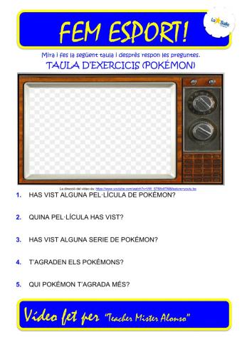 Fem Esport....Taula d'Exercici (POKÉMON)