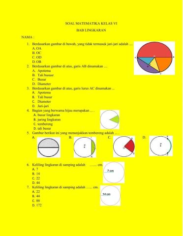 SOAL MTK BAB LINGKARAN