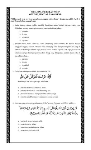 Ph kelas 9 : optimis, ikhtiar tawakkal