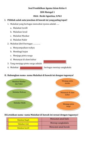 Soal PAI kelas 4