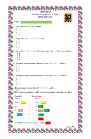 Persamaan linear satu variabel