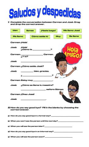 LOS SALUDOS Grade 5 Worksheet