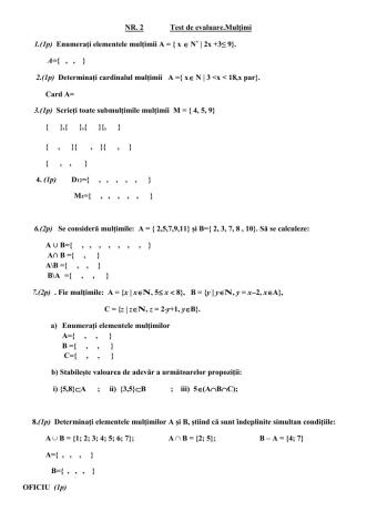 Test de evaluare.Mulțimi Nr.2