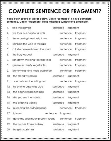 Sentence Fragment Practice