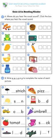 Quiz 1.2 in Reading Kinder