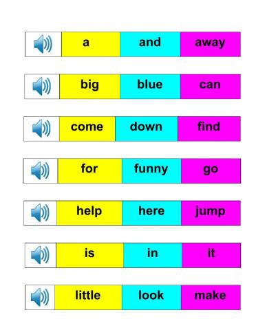 Listen and choose the correct pre-primer word