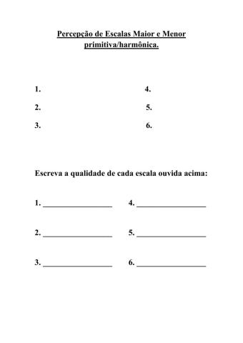 Percepção Escala Maior e Menor primitiva-harmônica.