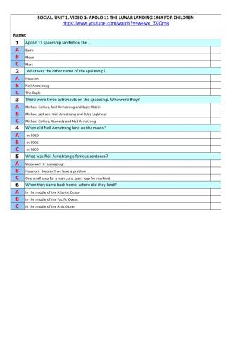 Social u-1 test . Apollo 11 the lunar landing 1969 for children