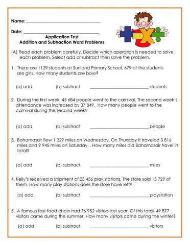 Addition and Subtraction Word Problems