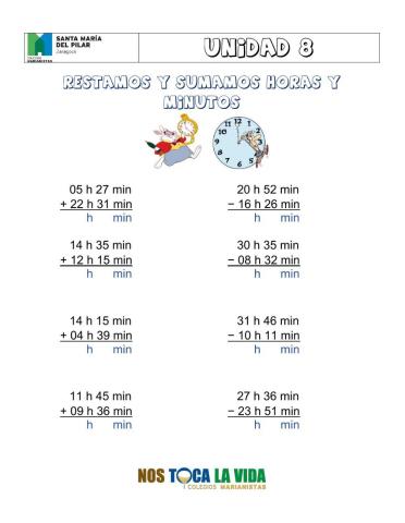 Sumar y restar horas y minutos 00