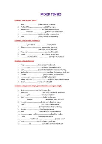 Mixed tenses: present simple, present continuous, past simple