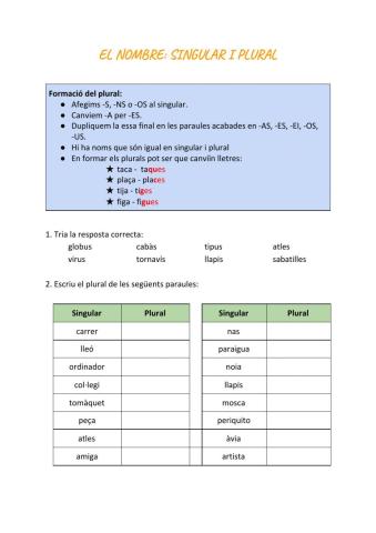 Noms en plural