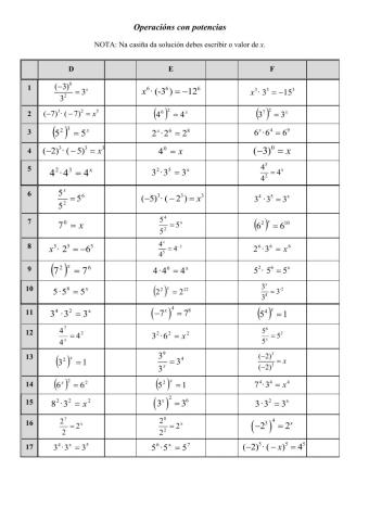 Cálculo mental 4.2: Operacións con potencias