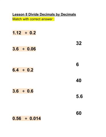 Divide decimals by decimals