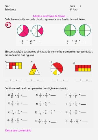 Adição e subtração de fração