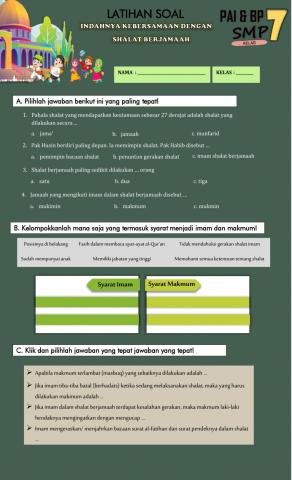 Latihan Soal Shalat Berjamaah