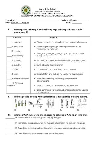 Second Monthly Test in EPP