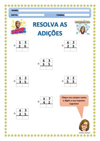 Resolva as Adições