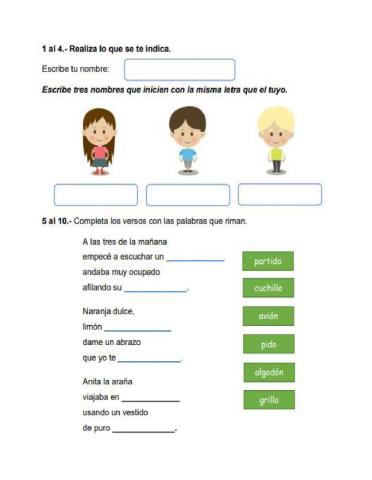 Examen 1 trimestre Lenguaje y Comunicación 2º