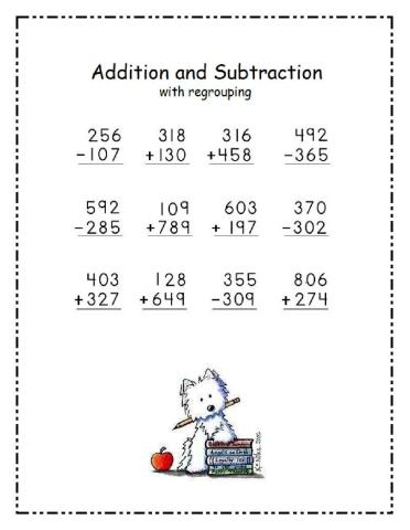 3 digit addition and subtraction