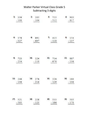 Subtracting 3 digits