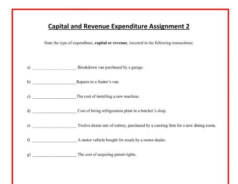 Capital and Revenue Expenditure