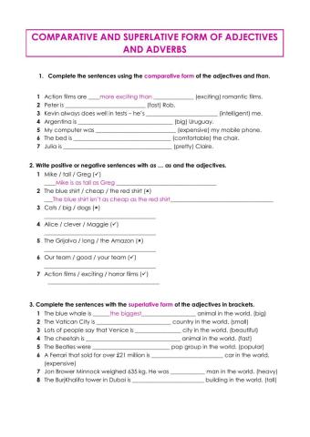 Comparative and Superlative form of adjectives and adverbs