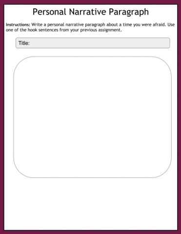 Personal Narratives - Drafting Paragraph