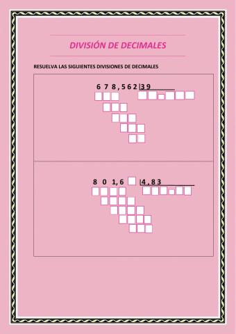 Divisiones de decimales