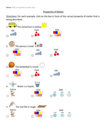 Properties of Matter Multiple Choice w visuals