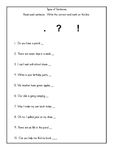 Types of Sentences - End Marks