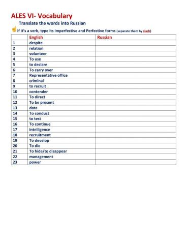 ALES VI lexical check