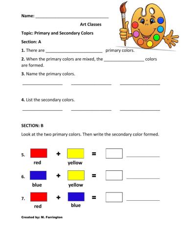 Primary and Secondary colors