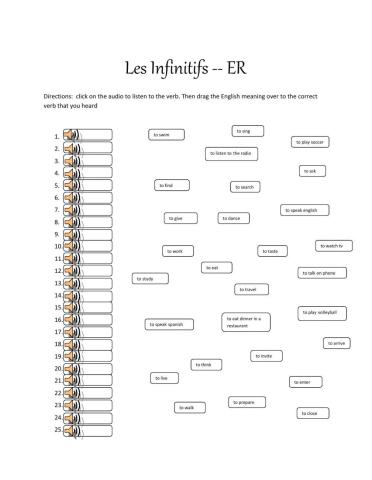 Les infinitifs -- ER