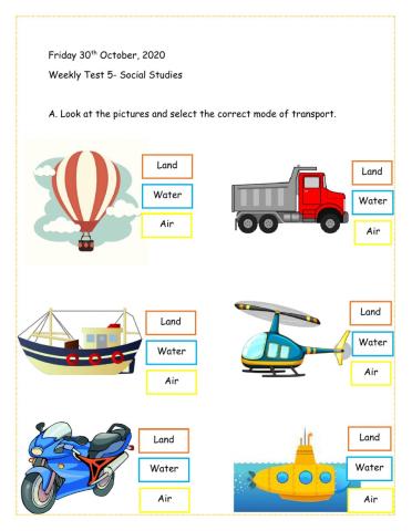 Weekly Test 5- Social Studies