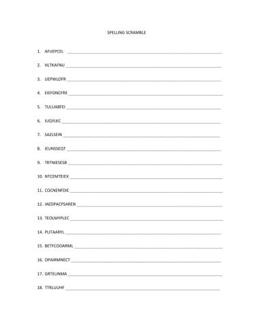 Spelling scramble